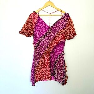 Antropologie Tiered Floral Lined Mini‎ Dress